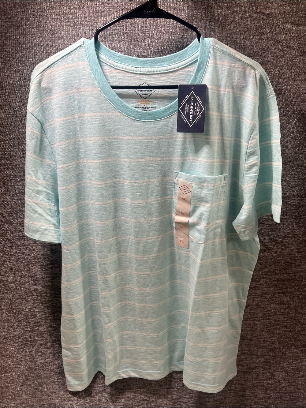 St. John's Bay Light Aqua Striped Pocket Tee